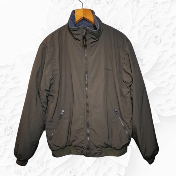 LL Bean Green Full Front Zip Coat Men's Regular Large - Picture 1 of 4